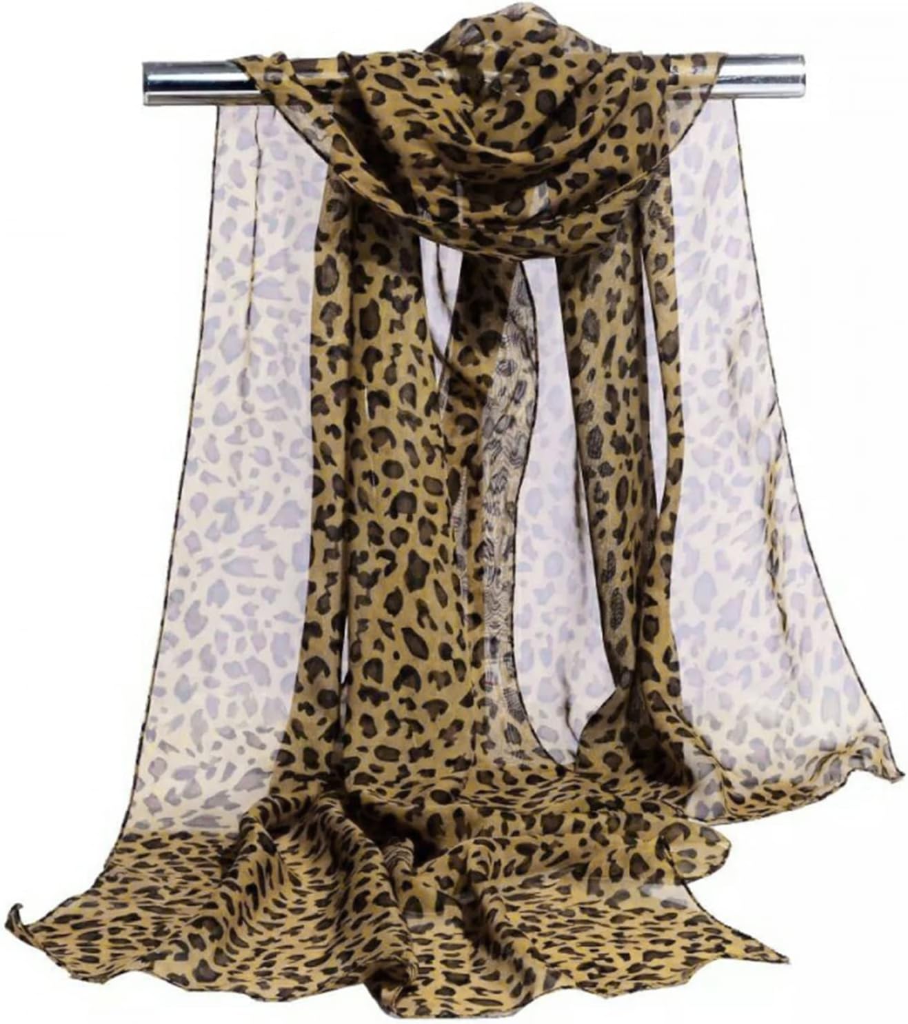 Damen Schal Leopardenmuster Chiffon - 85x180cm Leicht Vielseitig