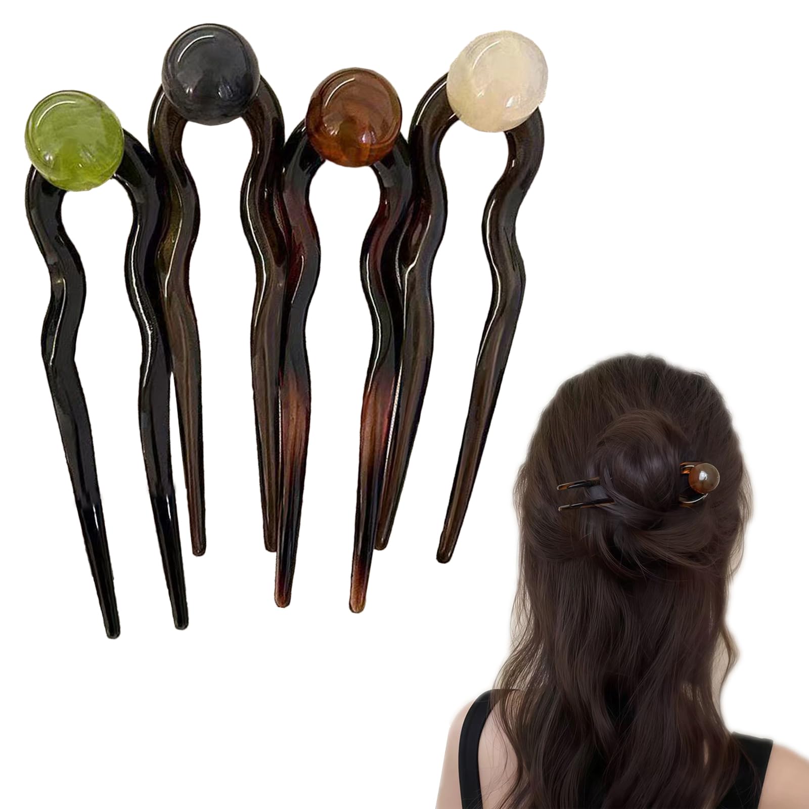 Amazon | YANHUILAY かんざし 簪 U字型【4個セット】Uピン 髪飾り U字