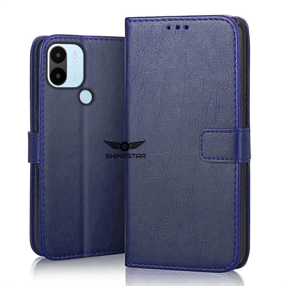 SHINESTAR Poco C51 / Redmi A1 Plus/Redmi A2 Plus/Poco C50 Flip Back Cover | PU Leather Flip Cover Wallet Case with TPU Silicone Case Back Cover – Ultimate Blue