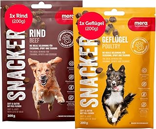 MERA Snacker Poultry & Beef (1 x 200 g each), Soft Dog Treats Grain-Free, Dog Treats Ideal for Training or as a Dog Snack, Low-Calorie Dog Treats, Soft Dog Treats product image