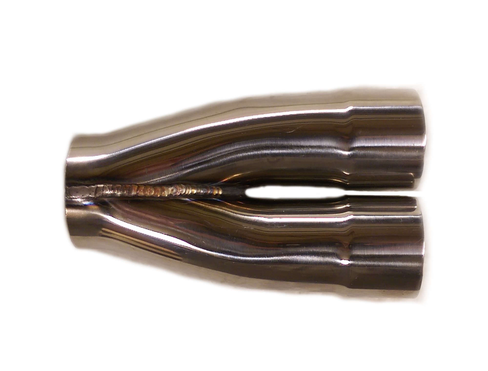 Collettore congiunto a Y,da 2 a 1, 38 mm, in acciaio INOX lucidato
