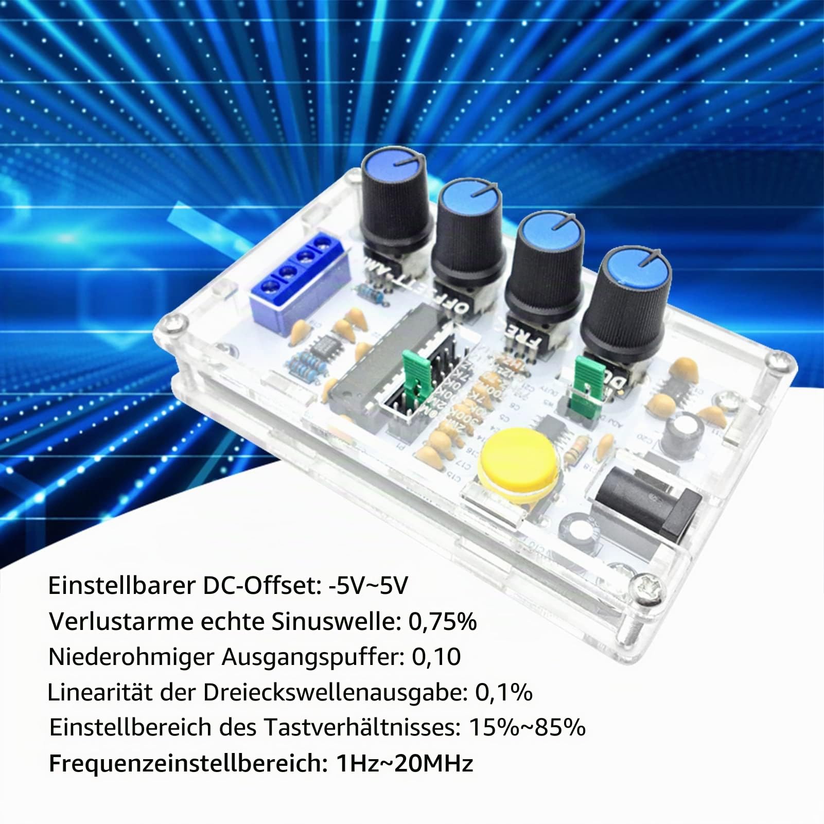 MAX038 Signalgenerator, DIY Kit 1Hz-20MHz Funktionsgenerator kann Dreiecksachse, Rechteckwelle, Sinuswelle und Vorwärts- und Rückwärtssägezahnwelle Ausgeben