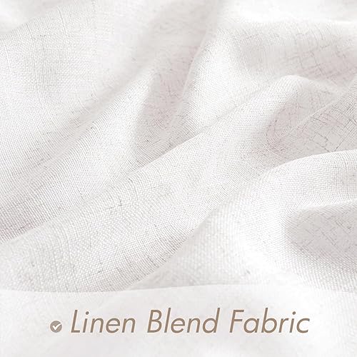 Miniatura 3 de MIULEE Cortinas de lino blanco de 84 pulgadas de largo, juego de 2 paneles para sala de estar, dormitorio, semitransparentes, filtrantes de luz,