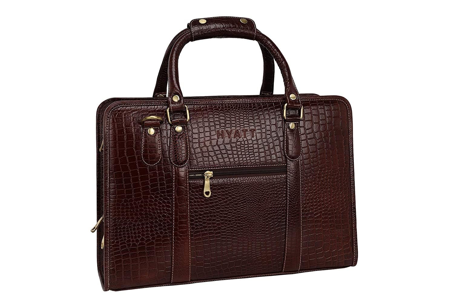 hyatt leather accessories 16 Inch Full Grain Natural Leather Laptop Messenger & Shoulder Bags For Men 24 Litres Capacity Upto16 inch Laptop Compartment Dimension-L-16 X H-12 X W-4 Inch Weight-1 KG-picture-35