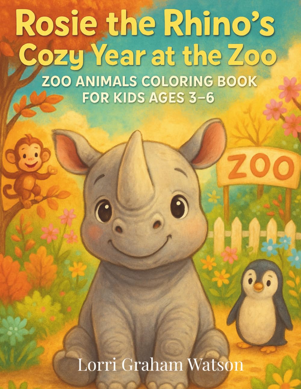 Rosie the Rhino's Cozy Year at the Zoo: Zoo Animals Coloring Book for Kids Ages 3-6