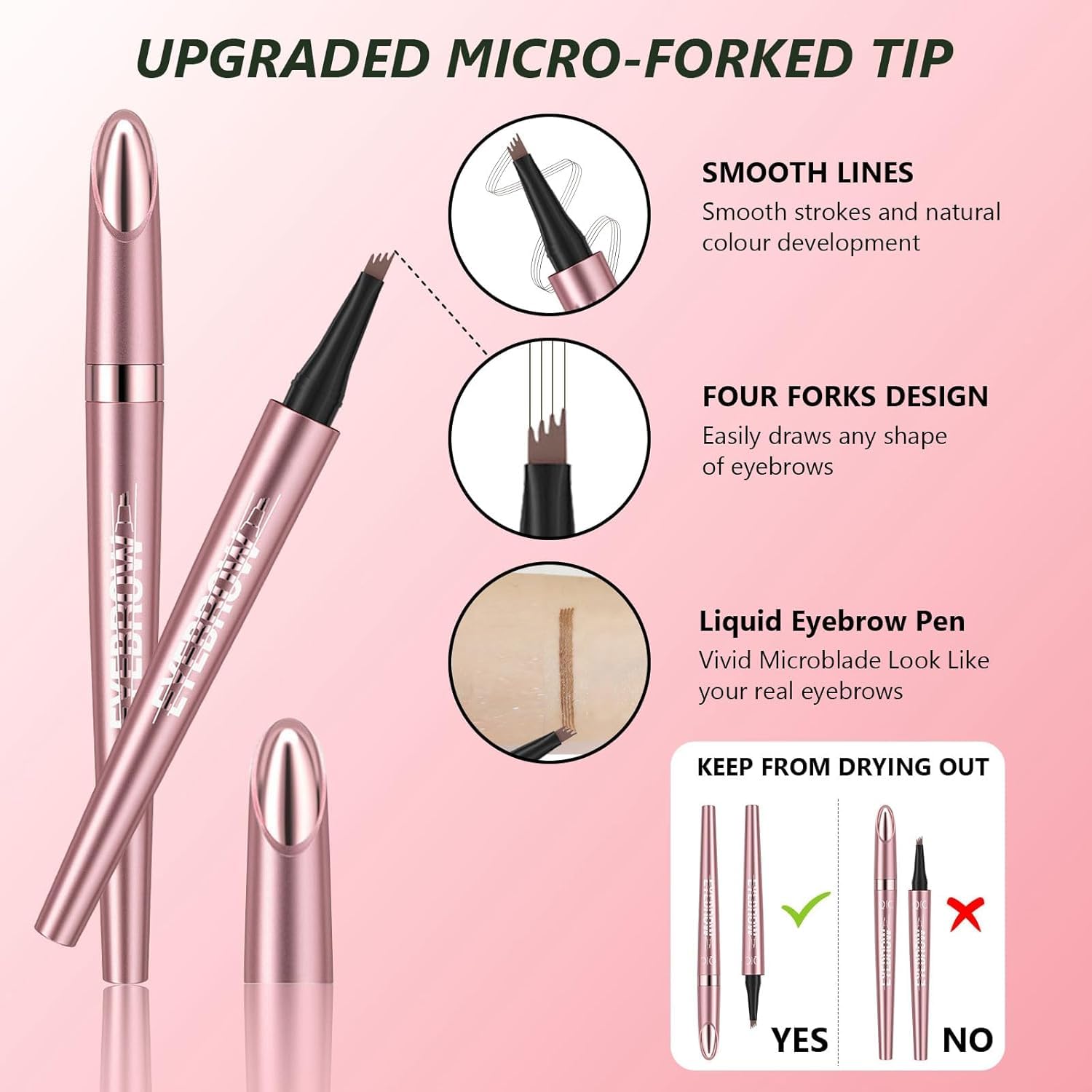2PCS Eyebrow Pencil,Microblading Eyebrow Pencil with 4 Micro-Fork Tips, Long-Lasting Brow, Waterproof - Image 4
