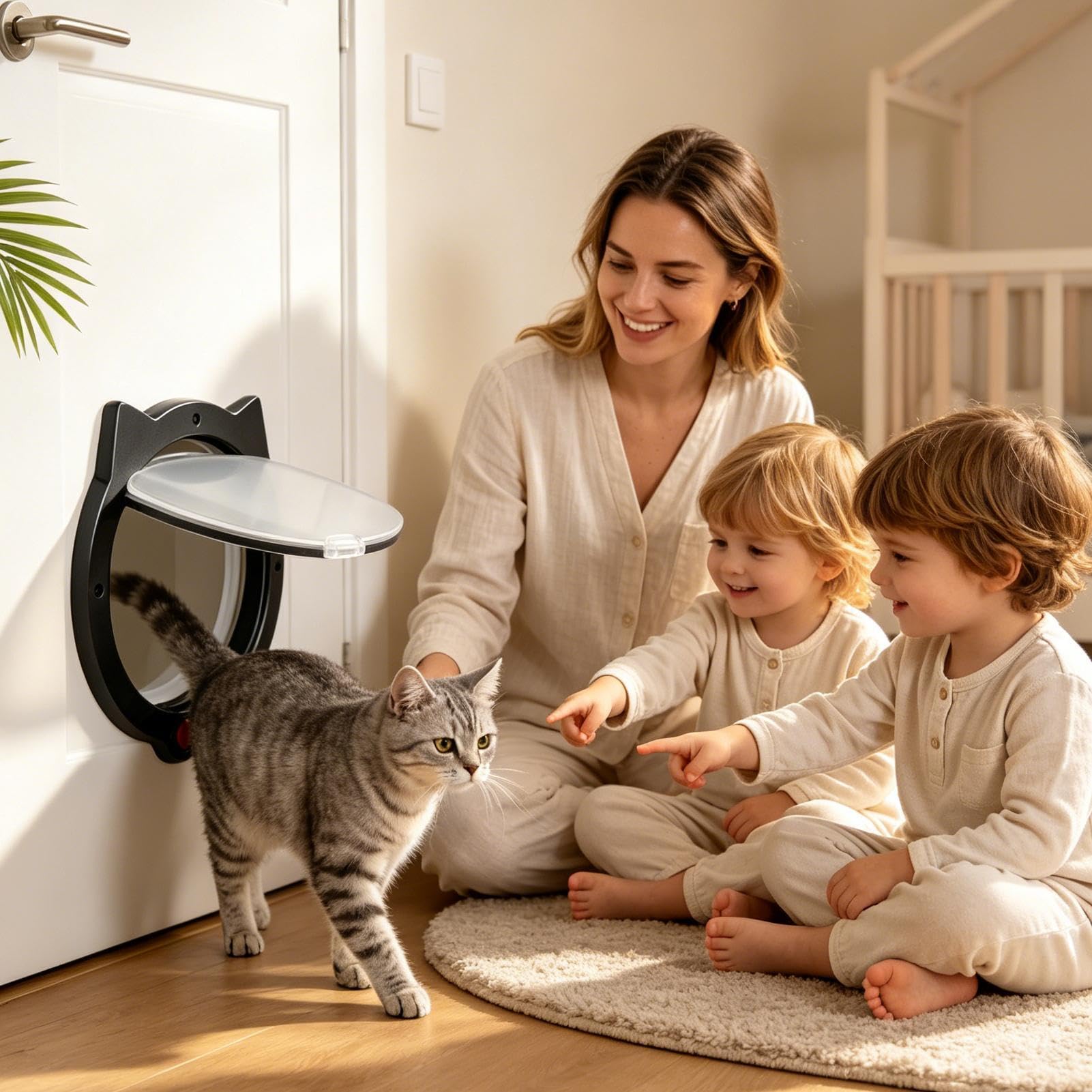 Porta Gatti 31 x 26 cm Modalità di Bloccaggio Regolabile Senza | Portello Interno Per Animali Domestici Per Casa Parete Soggiorno Camera Da Scantinato Portico
