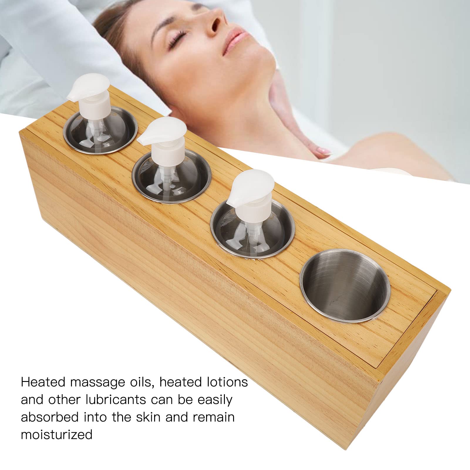 Chauffe-huile électrique pour huiles de massage, 4 bouteilles à température constante, chauffage rapide, chauffe-lotion détachable, fonctionnement facile