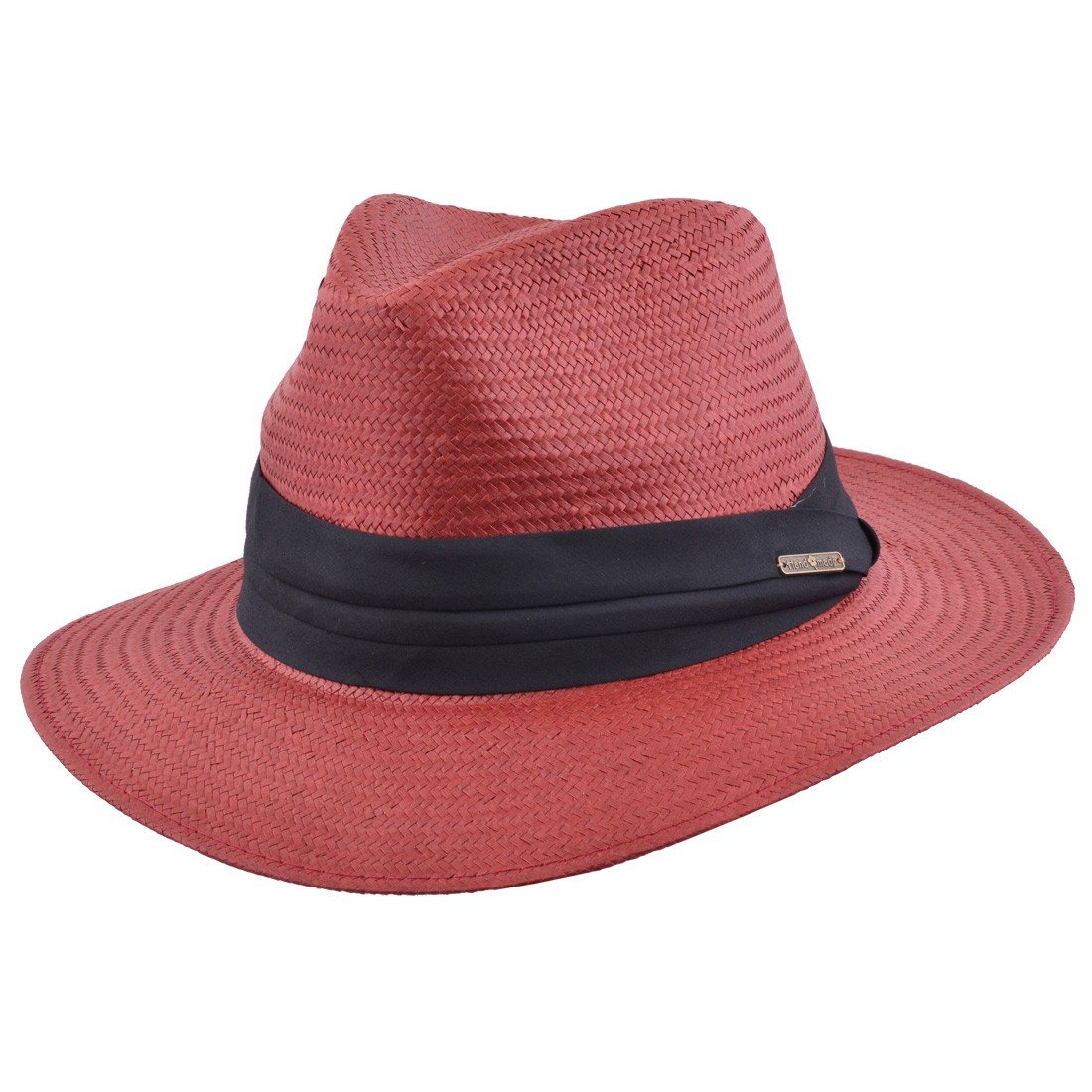 Maz Unisex Wine Paper Straw Crushable Foldable Summer Panama Fedora Hat With Band And Adjustable Sweatband (Large(59Cm), )