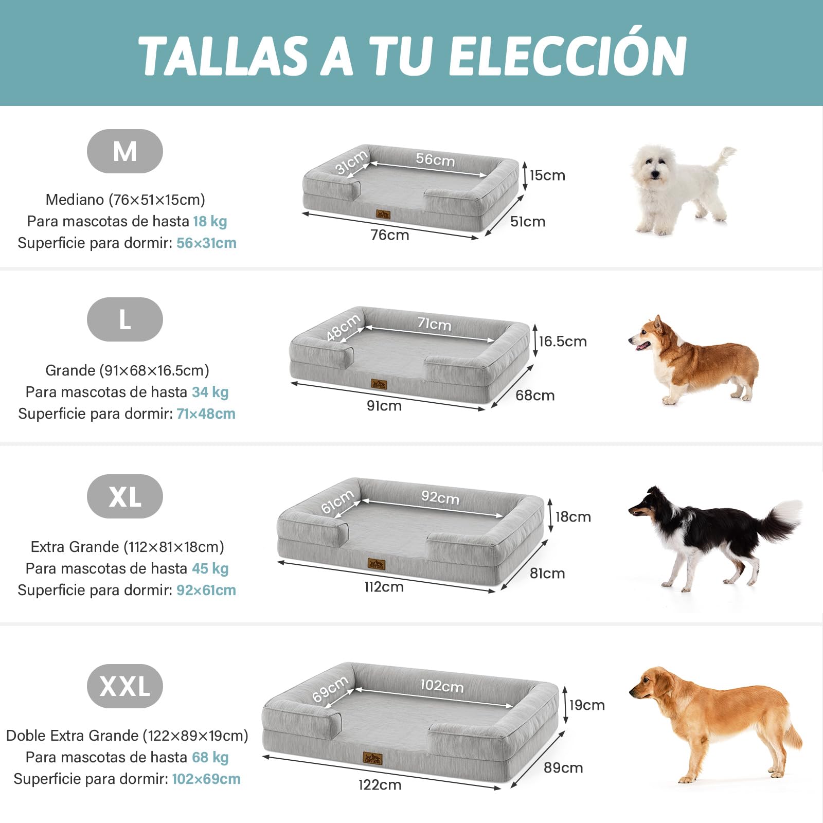 COZY KISS Cama Refrescante Grande para Perros, Cama Perro Verano Impermeable, Ortopédica Sofa para Perros Desenfundable y Lavable, Colchón Perro Viscoelástico Fresco, Gris, XL(112x81x18cm)