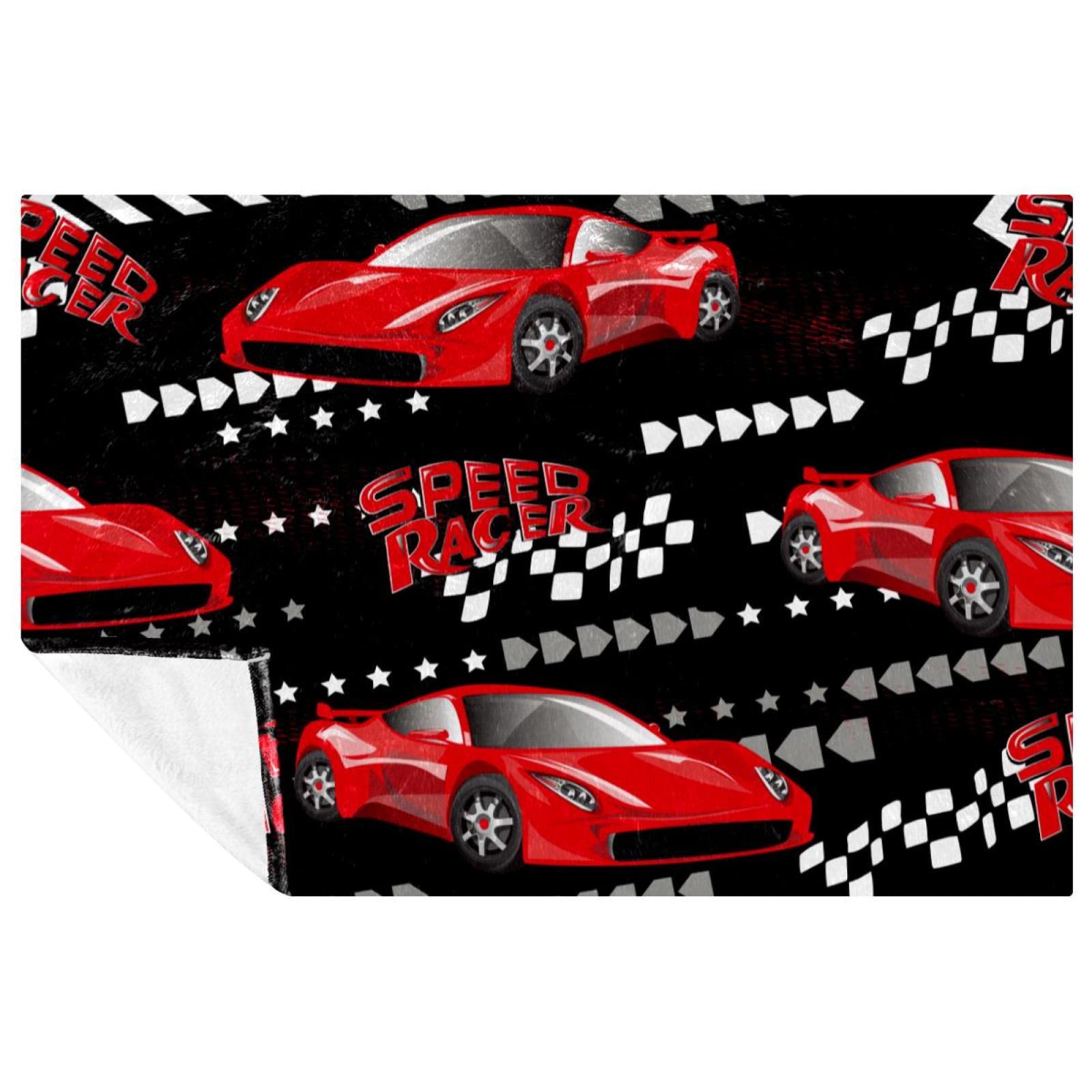 Couverture douce pour lit enfant avec motif voiture de course, le cadeau d'anniversaire idéal