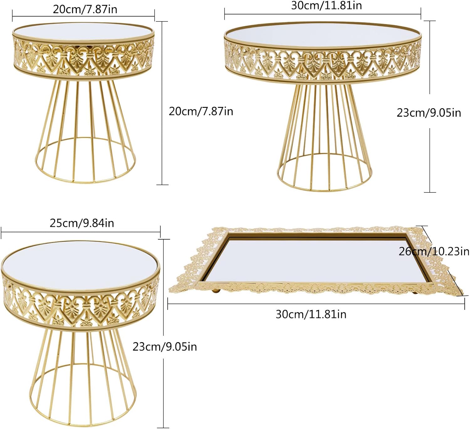 TFCFL 5 PCS Cake Stand Set Round Cupcake Stand Set Metal Dessert Display Plates Cupcake Holder for Birthday Wedding Party Christmas Gifts (Gold)