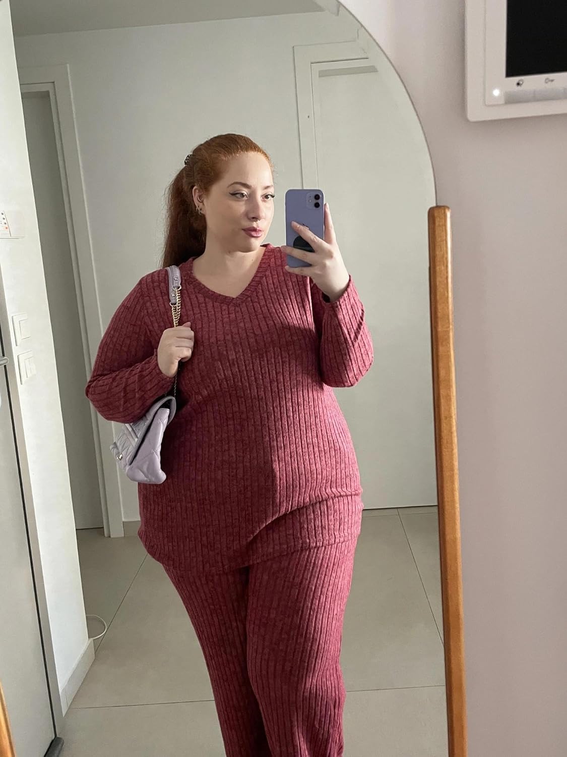 TIYOMI Plus Size Suits For Women 2 Piece Outfits Sweater Top & Wide Leg Pants XL-5XL - Image 2