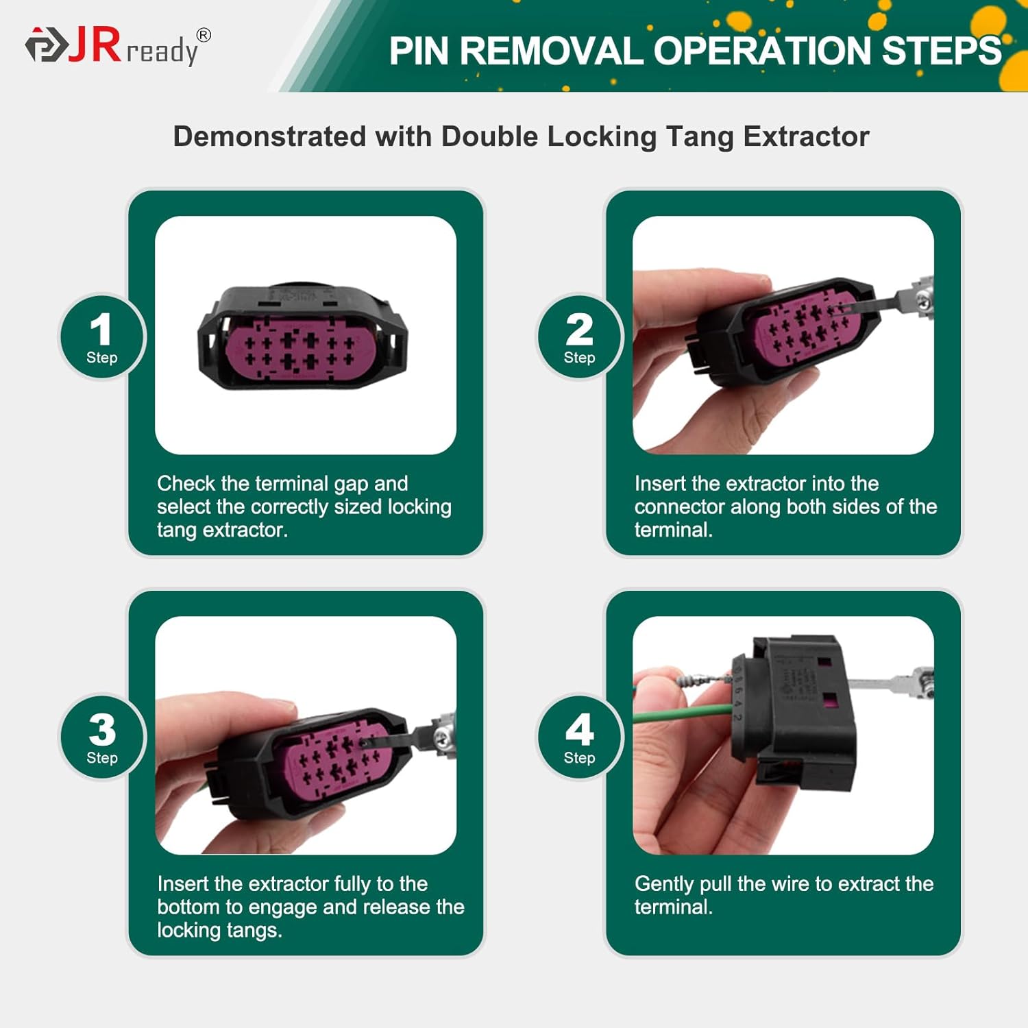 JRready JRDDS Series Terminal Removal Tool Kit Molex Pin Extractor Tool with Storage Handle 9 Replaceable Tips for AMP Delphi Molex Bosch Connectors ACTCRH7A07 Extraction Tools