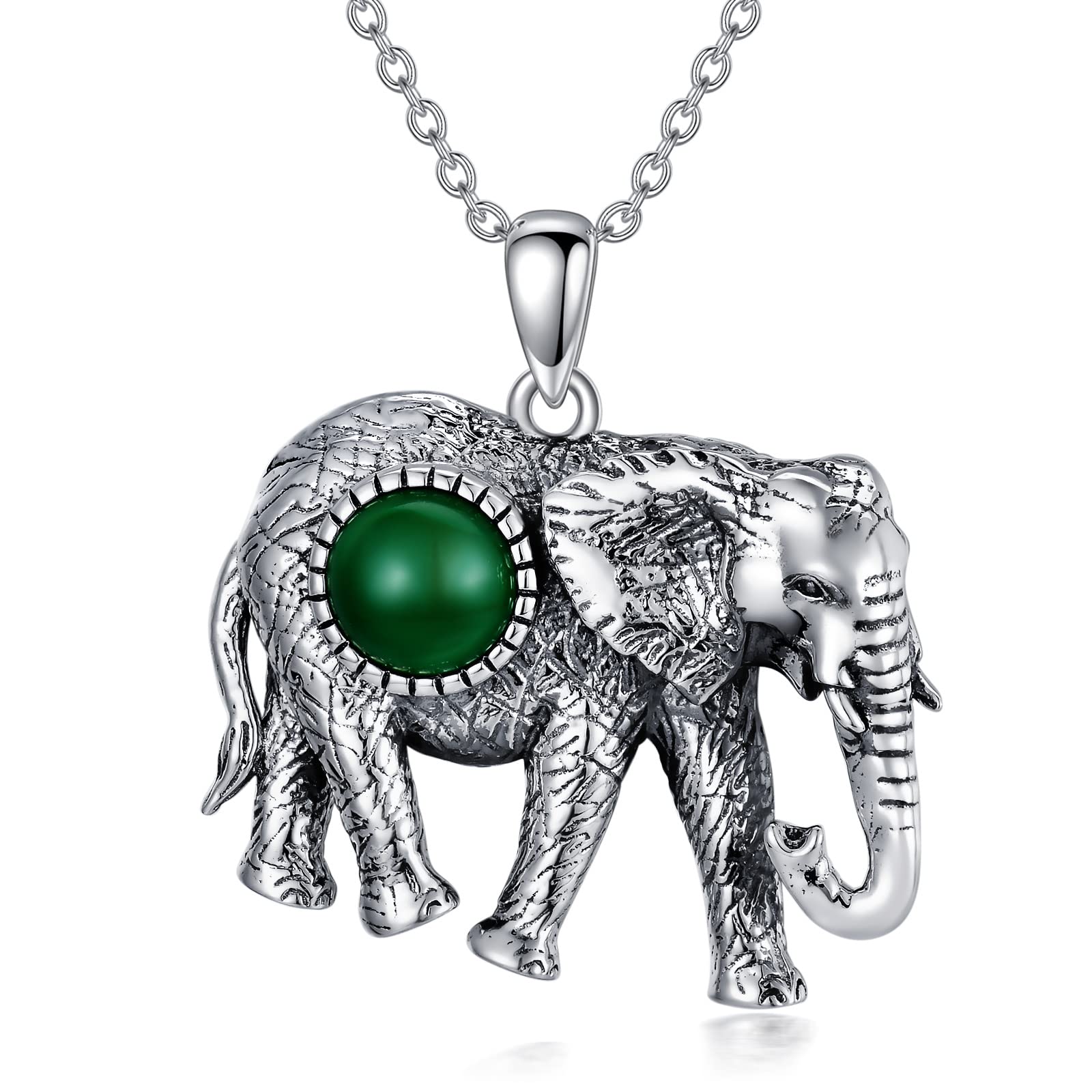 Elephant Necklace 925 Sterling Silver Good Luck Elephants Pendant Genuine  Gemstone Lucky Animal Jewelry Gifts for Women