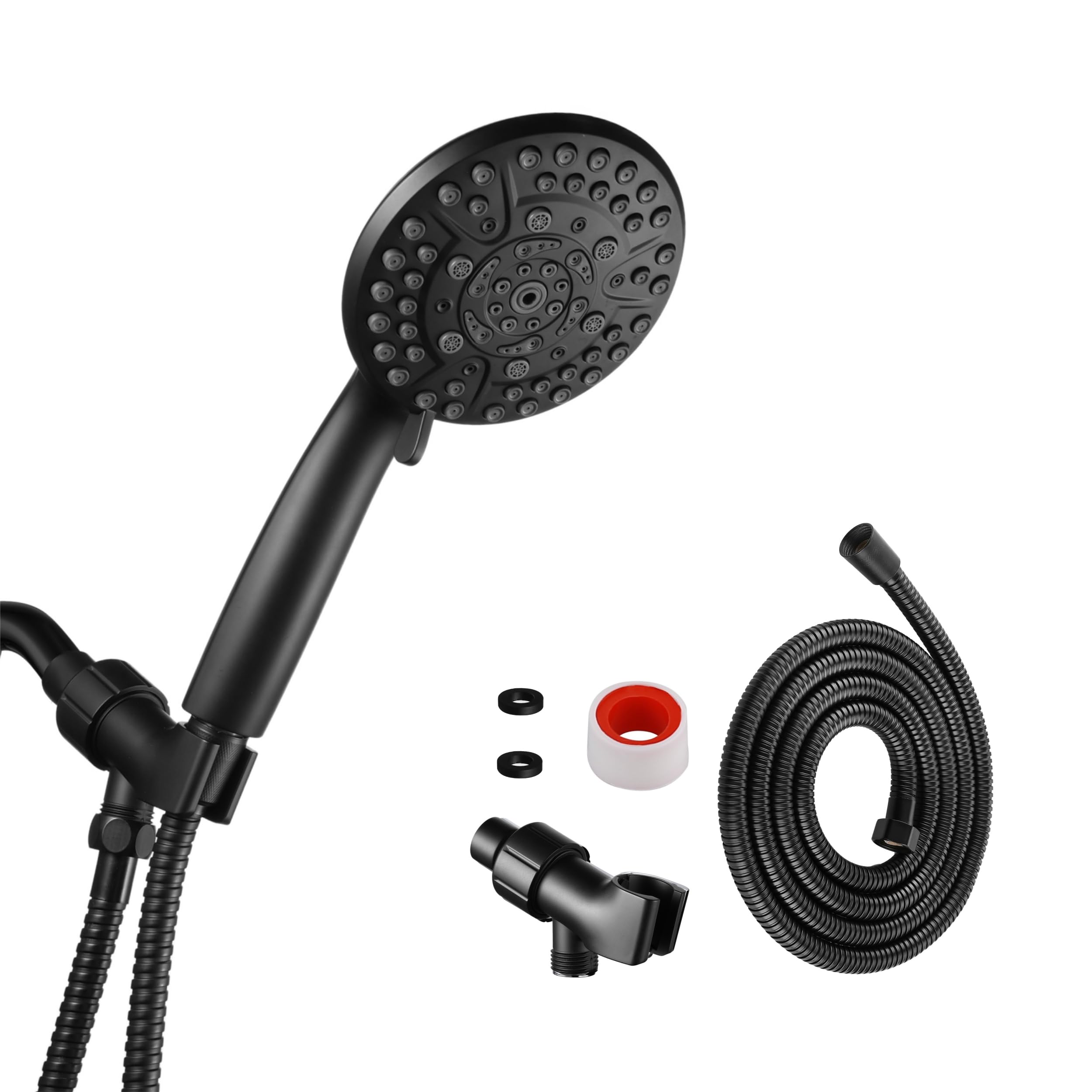 Iopsk 10 cabezales de ducha de mano de alta presión con combo de pulverización de mano, cabezal de ducha de mano con manguera de 60 pulgadas de largo (negro mate)