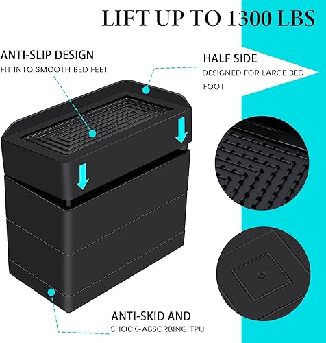 Miniatura 2 de Elevadores de muebles de 4 pulgadas, elevador de muebles de alta resistencia en alturas de 1.5, 3 o 4 pulgadas, bloques de elevación rectangulares