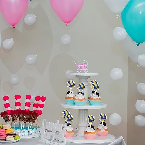 Miniatura 6 de Gyufise 36 piezas de voleibol para magdalenas de voleibol, jugador de juegos de voleibol, pelota deportiva, para temática de voleibol, baby shower,