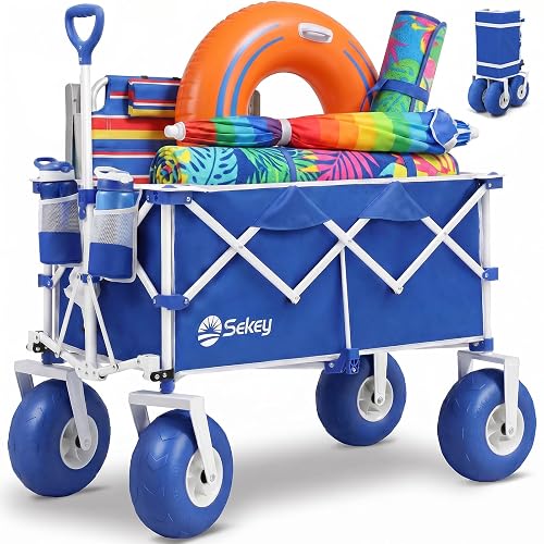 Sekey Heavy Duty Beach Wagon with 9' Big Sand-Proof Wheels