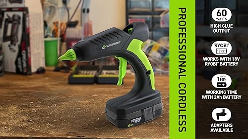 Miniatura 6 de PRO2-60 Pistola de pegamento caliente profesional resistente de 60 W y 18 voltios batería Ryobi no incluida