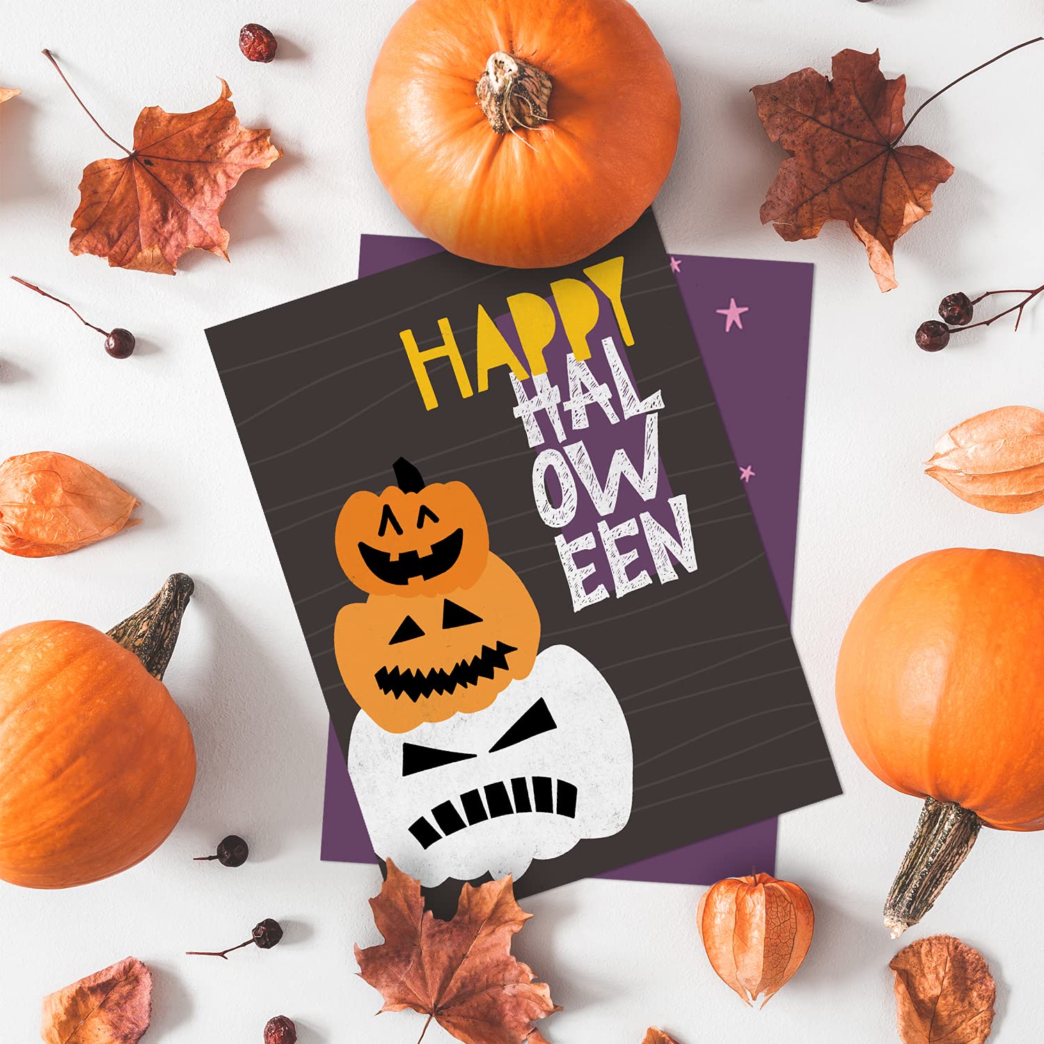 Amazon.com : Spooky Halloween Cards / 12 Holiday Greeting