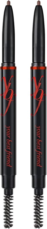 YBF Beauty Eyebrow Pencil - Universal Automatic Brow Pencil With Spoolie Brush - Perfect Eyebrow Makeup Shaper and Filler For Women - All Hair Colors & Skin Tones - Taupe Eyebrow Liner - 2 Pack