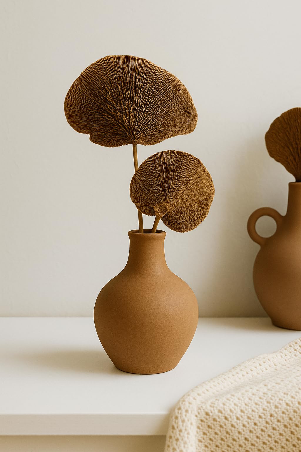 Vanchai Natural Dried Pine Cones 4 Pieces Pinecone On Sticks / stem - 6 Inch Pinecones with 12" Stick for Home, Party, Office, Table , Vase Fillers (4 Dried Sponege Mushroom)-image-44