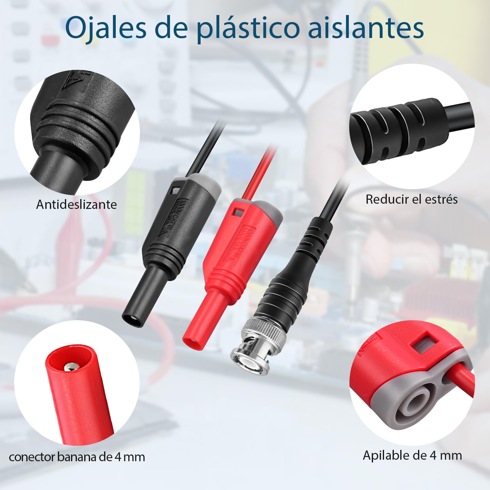 Kit de accesorios para osciloscopio con cable BNC a banana 3M, atenuador 20:1 y 10 sondas, ideal para diagnóstico de vehículos con osciloscopio de 2 canales y multímetro digital