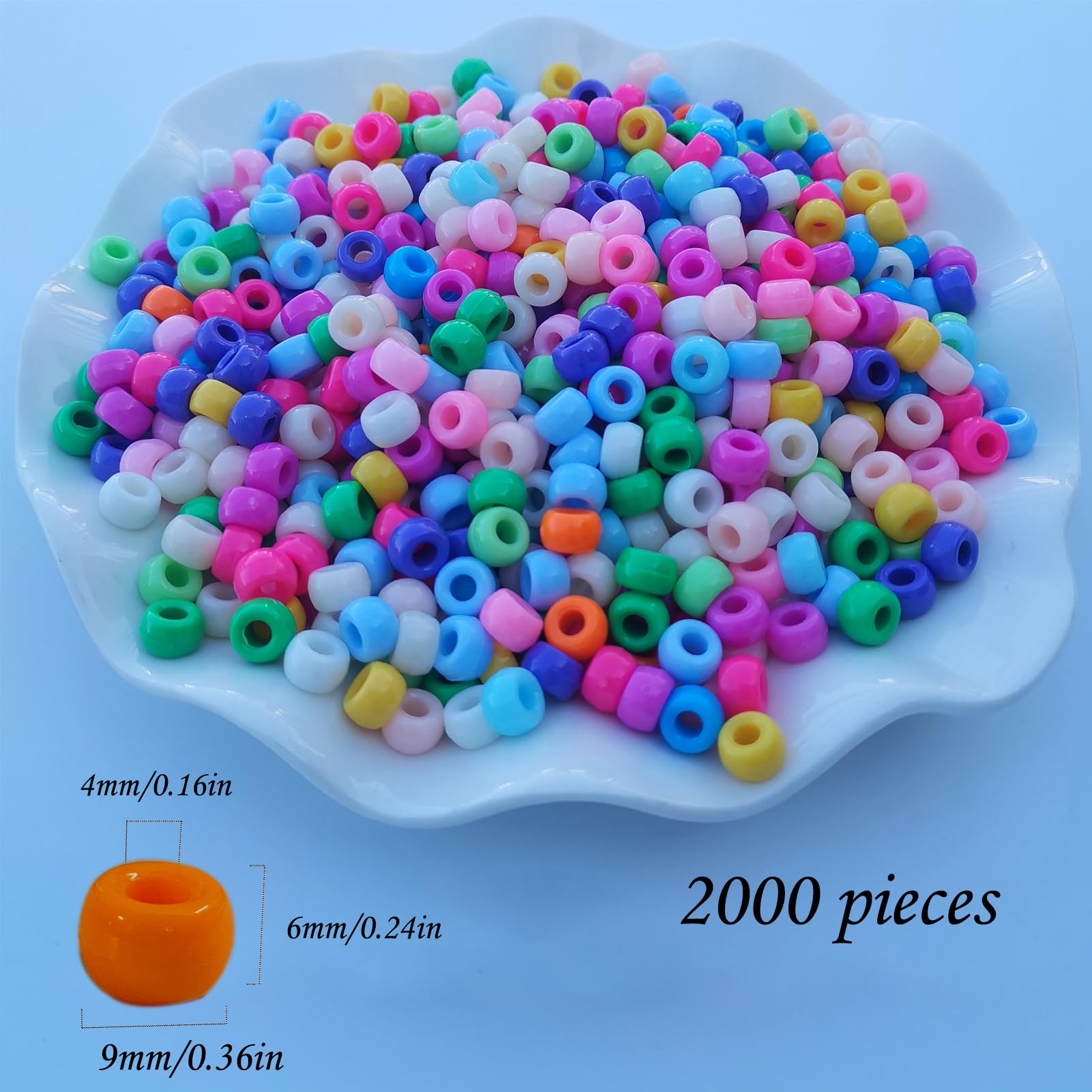 Gocelyn 2000pcs 6x9mm Pony Beads Bulk Mixed Macaron Color - Image 3