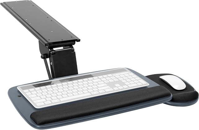 Mount-It! Keyboard Tray Under Desk | Adjustable Keyboard and Mouse Drawer | Full Size Keyboard Tray Platform with Ergonomic Wrist Rest Pad, 17.25" Track (MI-7137)