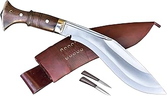 GK&CO. Kukri House Genuine Kukri/Khukuri Knife - 10" Blade Full Tang Panawal Angkhola Village Working Kukri Red Sheath - Handmade in Nepal.