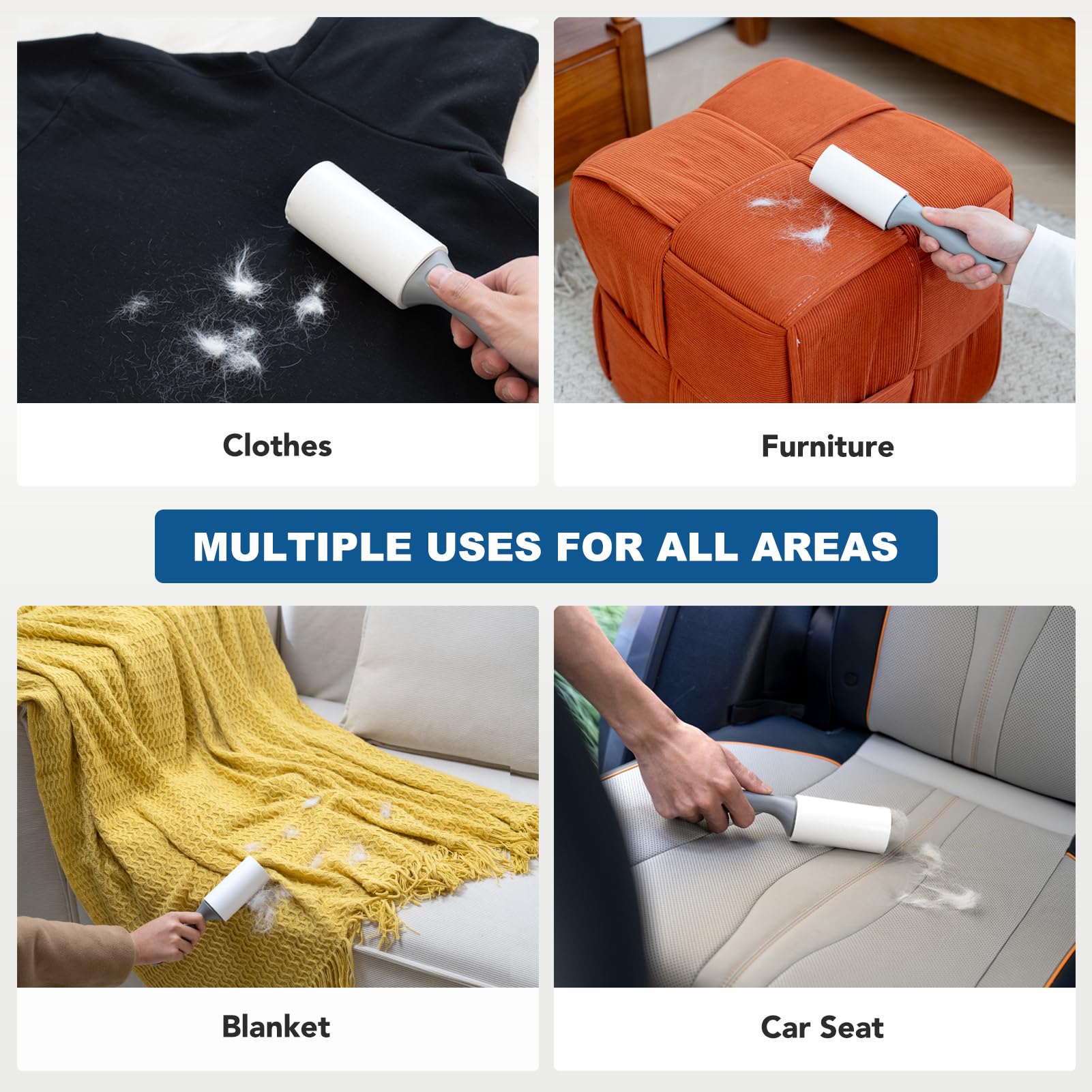 Rullo Togli Peli Animali, Rotolo Adesivo Extra Appiccicoso 540 Ricariche Fogli, Spazzola Togli Peli Animali, Rulli Stick di Pelucchi (540 Fogli)