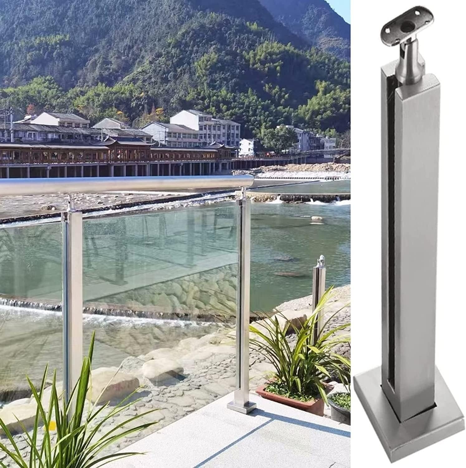 Soporte de Cristal de 85cm para Barandilla Elegante de Terraza