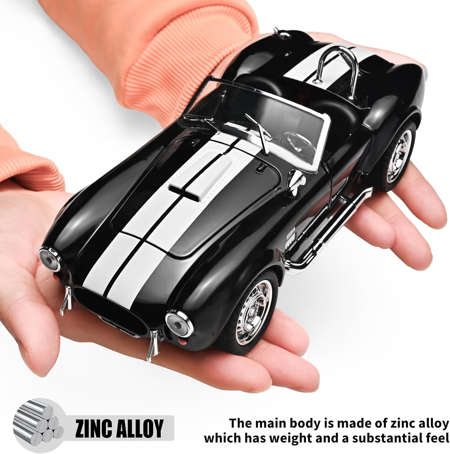 Toy Car Models 1/24 Diecast Cars 427S/C Metal Model Cars Carros De Coleccion,Model Car Kits for Adults and Kids,Pull Back Car with Lights and Sounds,Toy Cars for Boys Age 3-12（Black）