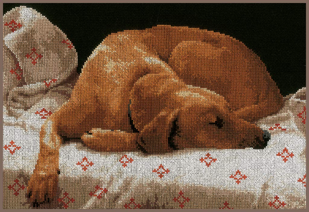 Lanarte Kreuzstichset Schlafender Hund Produktbeschreibung