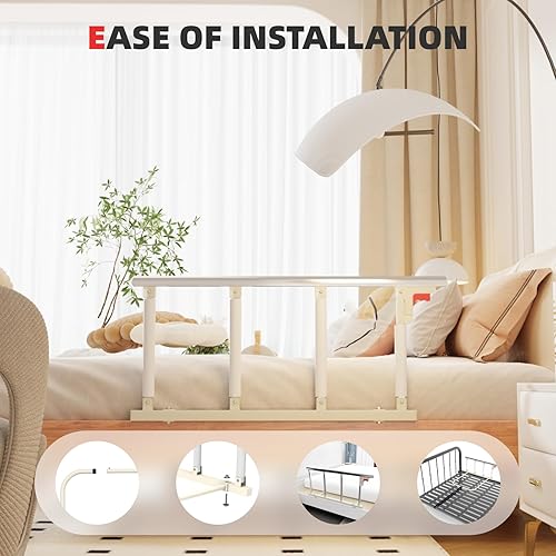 Miniatura 5 de Rieles de cama para adultos mayores, mango plegable para asistencia de noche, valla de cama plegable que evita caídas para King, Queen, matrimonial,