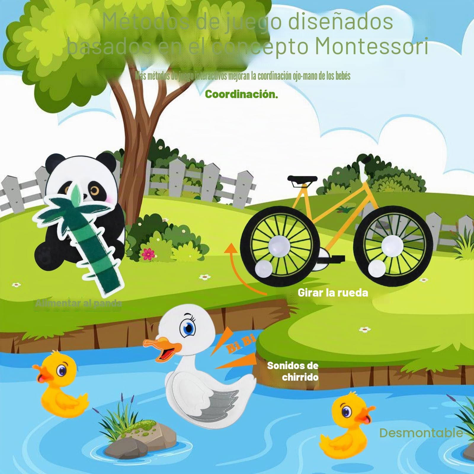 Libro Montessori 1 año, 20 en 1 Busy Board de Actividad, Libro Interactivo Juguetes Montessori para Niños 1 2 3 años, Juguetes Educativos Motricidad Fina, 10 páginas Animales Bosque