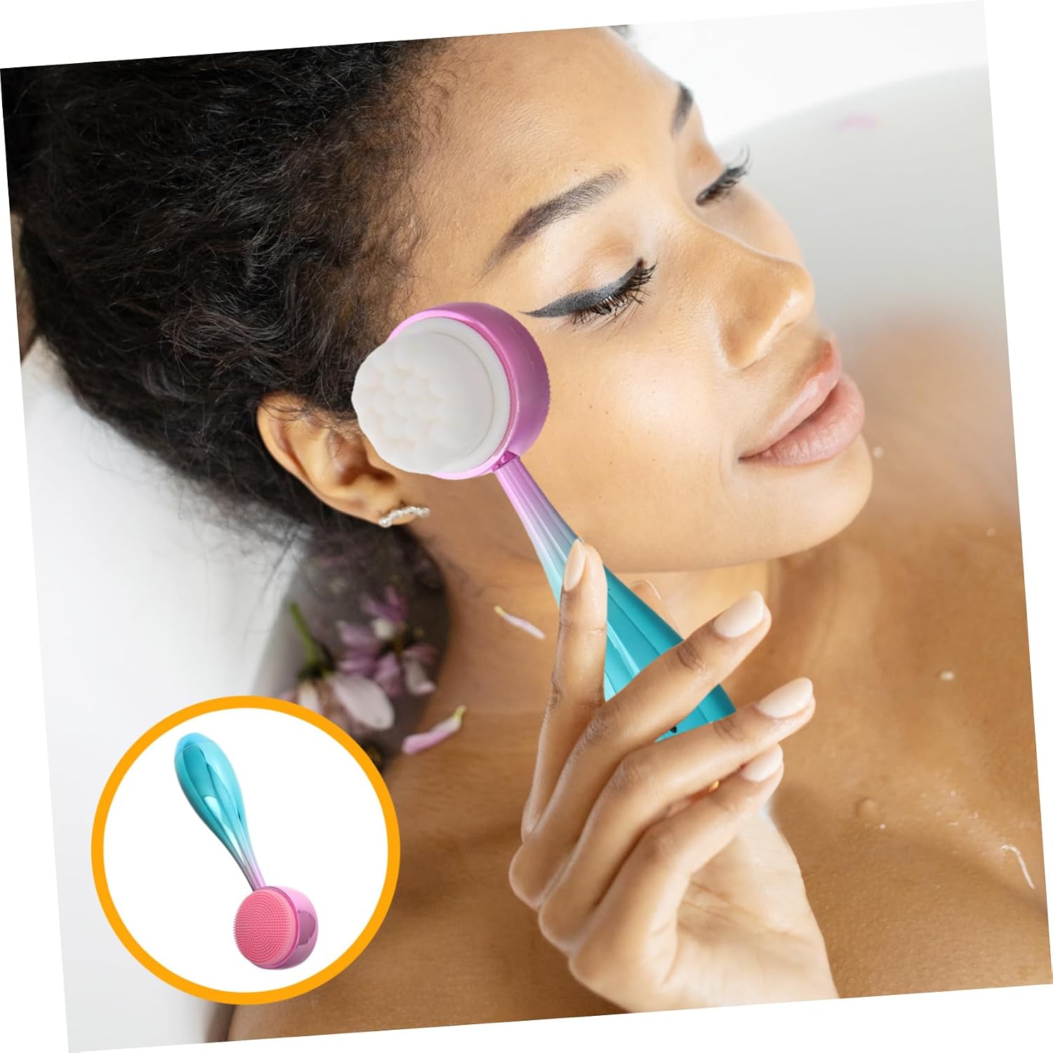 GALPADA 3D Face Wash Brush 2-Sided Silicone Facial Scrub Brush for Deep Cleansing and Exfoliating Manual Face Scrubber for Men and Women for Blackhead Removal and Sensitive Skin