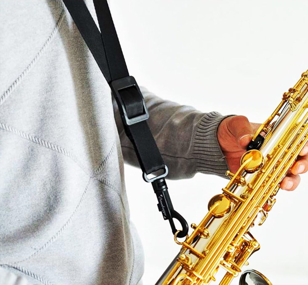 Attmu Regular Padded Saxophone Neck Strap with Swivel Snap, Black