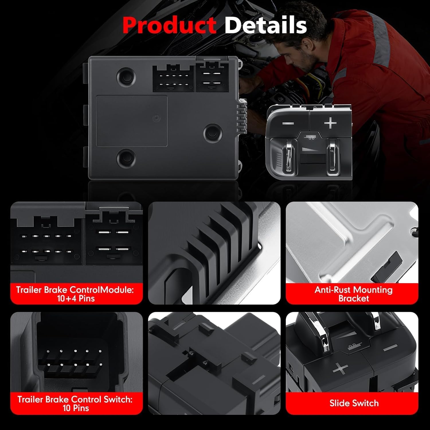 Trailer Brake Controller Module Kit Compatible with 2016 2017 2018 Ram 1500 2500 3500 4500 5500, 2019-2021 Ram 1500 Classic, Replaces# 82215040AC 82215040AB 82215040