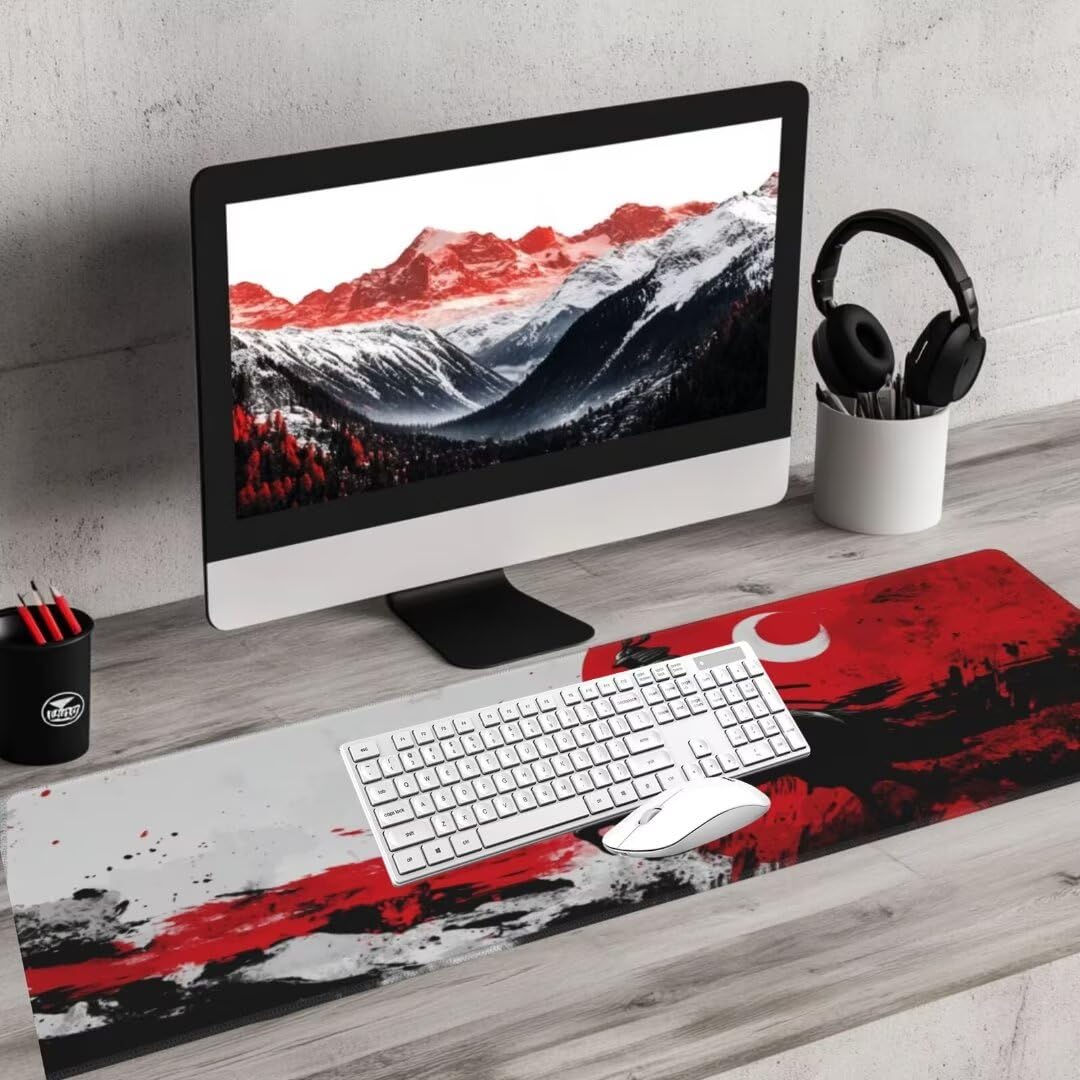 Tappetino Mouse Giappone Gaming Mouse Pad Astratto Tappetino Mouse XXL 1200×600×3MM Migliora La Precisione e La Velocità Tappetino Scrivania con Base in Gomma e Bordi Cuciti per Ufficio e Gaming