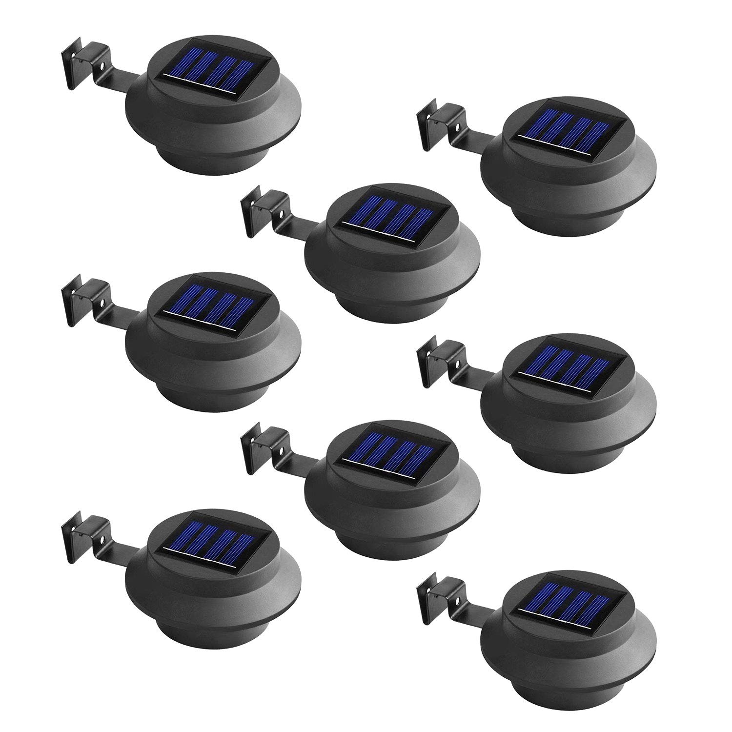 Solalite Solar Gutter Light Outdoor Solar Security Lights Superbright with Panel Black Shell Fence Wall Lamp Garden Wall Lobby Pathway Lamp (Black, 8 Pack) — image 1
