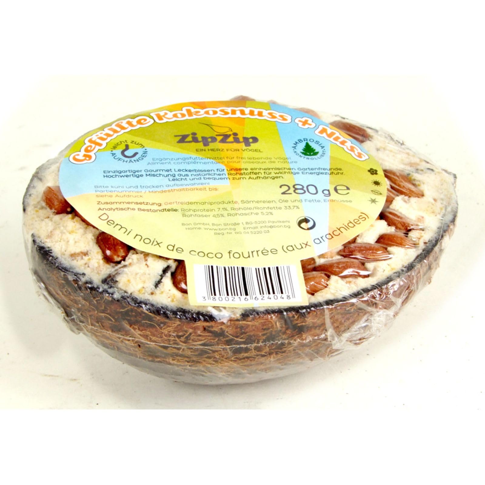 Halbkokosnuss Vogelfutter 30er Set 180-200g Wildvogelfutter Erdnüsse Futter