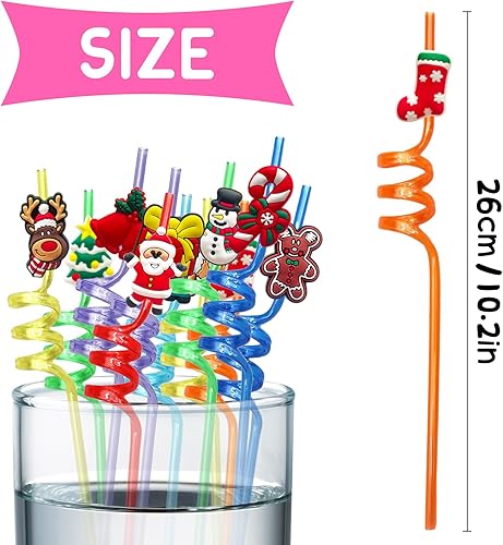 Miniatura 3 de YQUQWN, 24 popotes de Navidad reutilizables, recuerdos de fiesta de Navidad, fiestas temáticas de Navidad, pajitas de plástico para decoración de