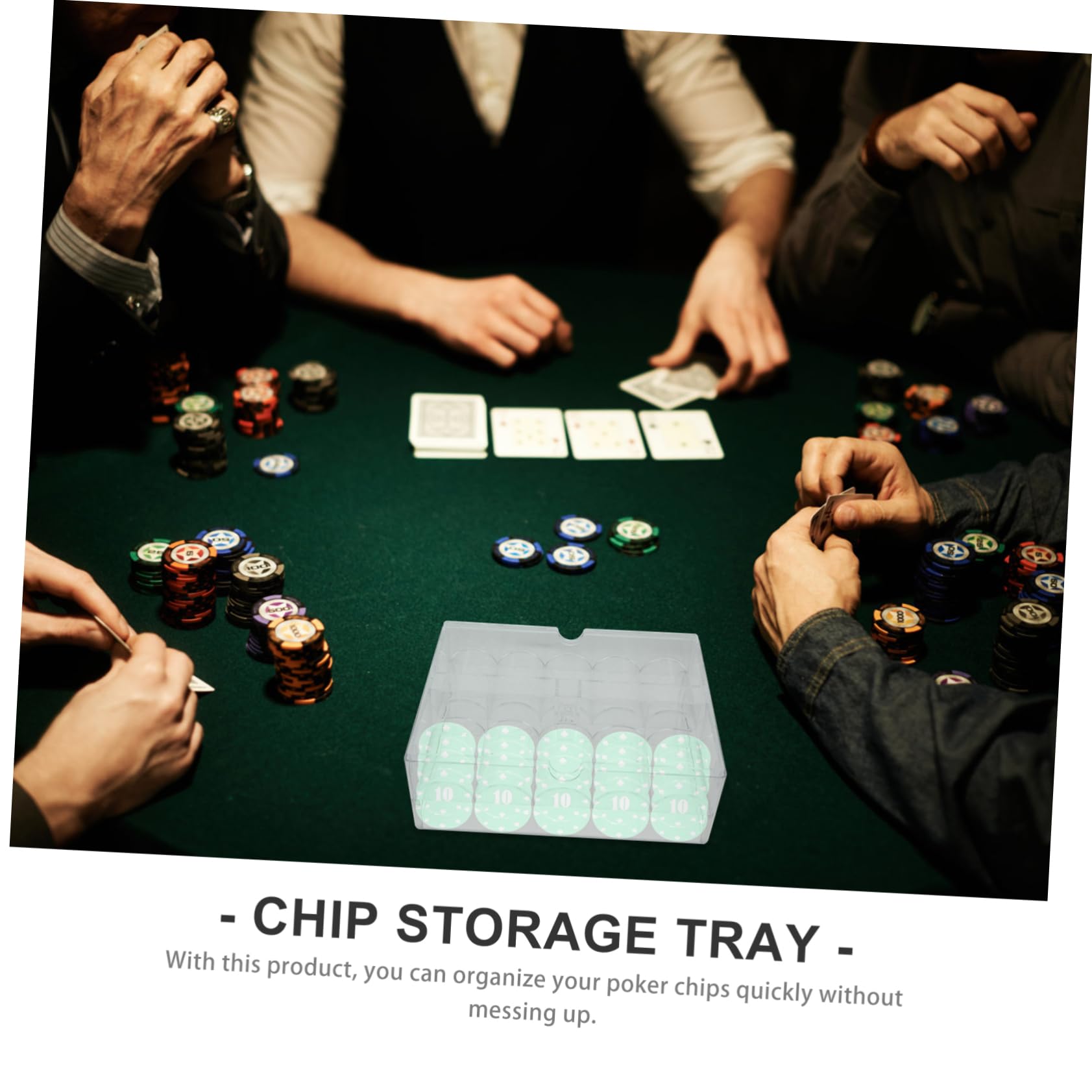 Boîte à Jetons de Poker 200 Cartes en Acrylique Transparente Couvercle | Rangement pour Chips, Design Clair pour Repérer Vite le Contenu, Plateau Ordonné pour Table de Jeu