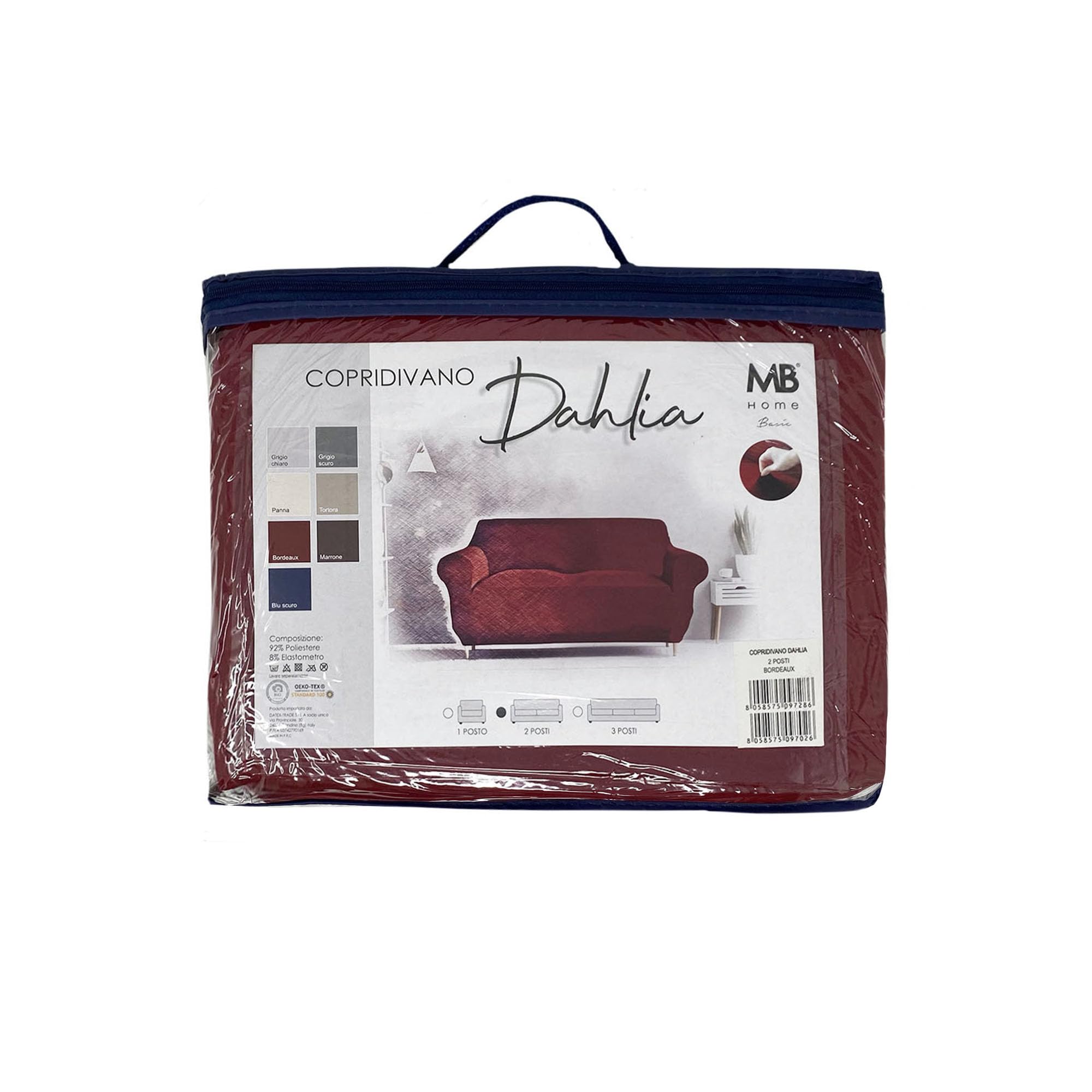 MB HOME BASIC Pokrowiec na sofę Dahlia, Bordowy, 3 Miejsca