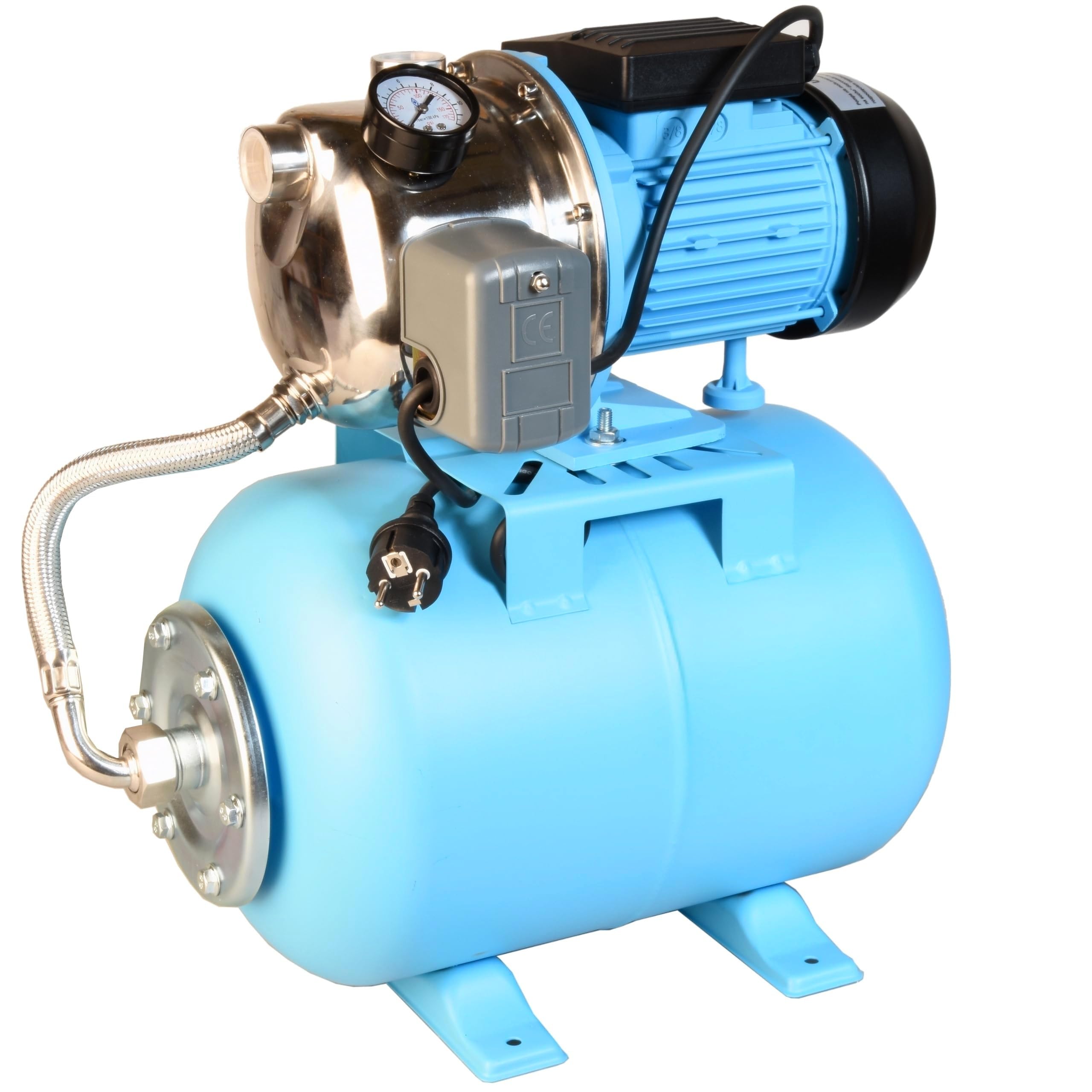 Hydrofor do Wody 24L ZESTAW HYDROFOROWY Pompa Hydroforowa INOX JX 1100 (1100 W, 3600 l/h, max. podnoszenie 50 m) Zbiornik Przeponowy 24 Litry Osprzęt WYDAJNY