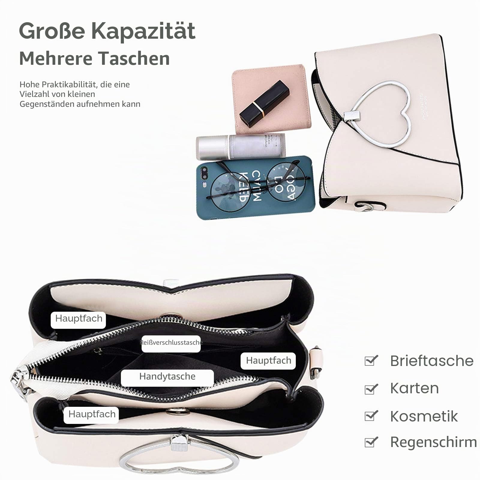 NICOLE & DORIS Fashion Handtasche für Damen Umhängetasche wasserdichte Schultertaschen PU-Leder Henkeltaschen Top Griff Tasche für Schule und Shopping