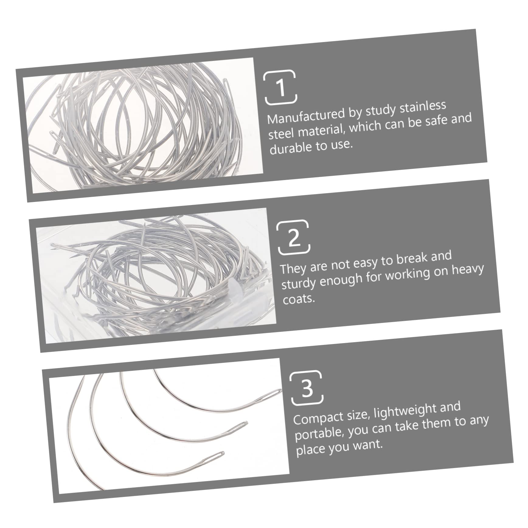 Gogogmee Convenient Curved Needles Set 50 Per Box 4 Boxes Heavy Duty Sewing Needles for Weaving and Upholstery