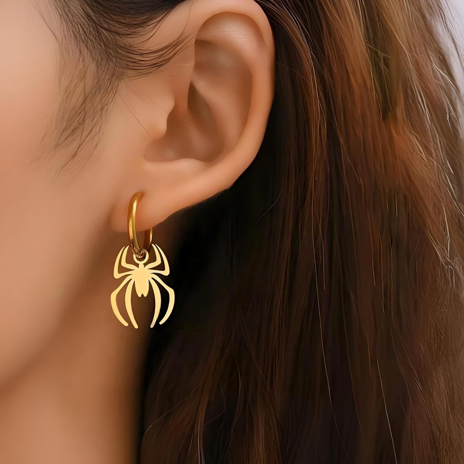Halloween Spider Earrings for Women Gothic Hoop Earrings Stainless Steel Punk Spider Earring Costume Cosplay Party Supplies Jewelry Gift - Image 2